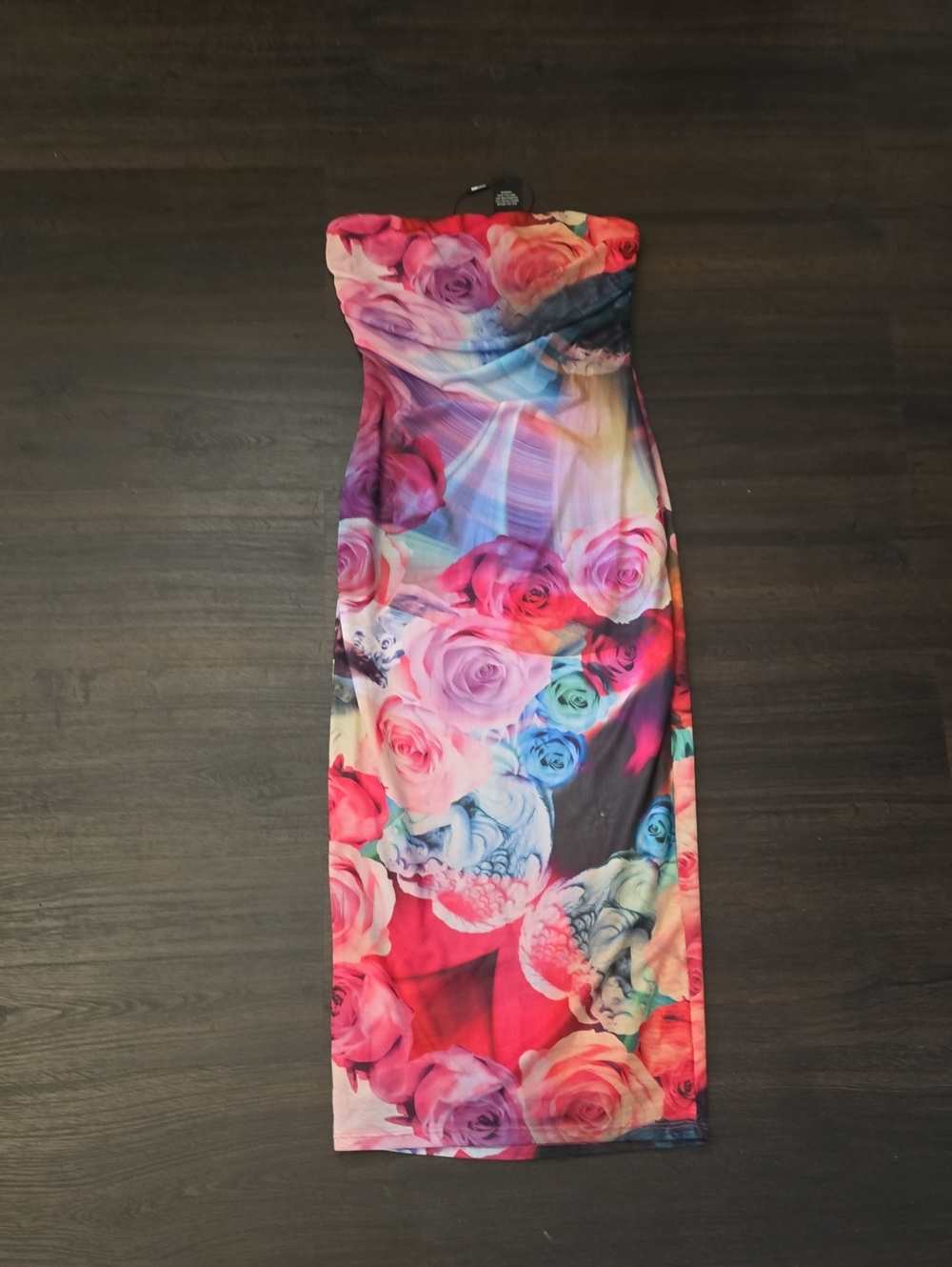 Fashion Nova Strapless Floral Bodycon Dress in Pink and Multicolor